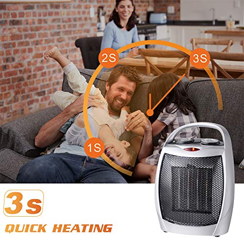 PTC Ceramic Portable Space Heater with Fan - Silver